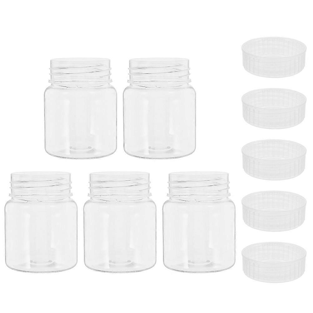 Wide Mouth Bottles Lab Plastic Container for Storage 5Pcs Transparent Bottles