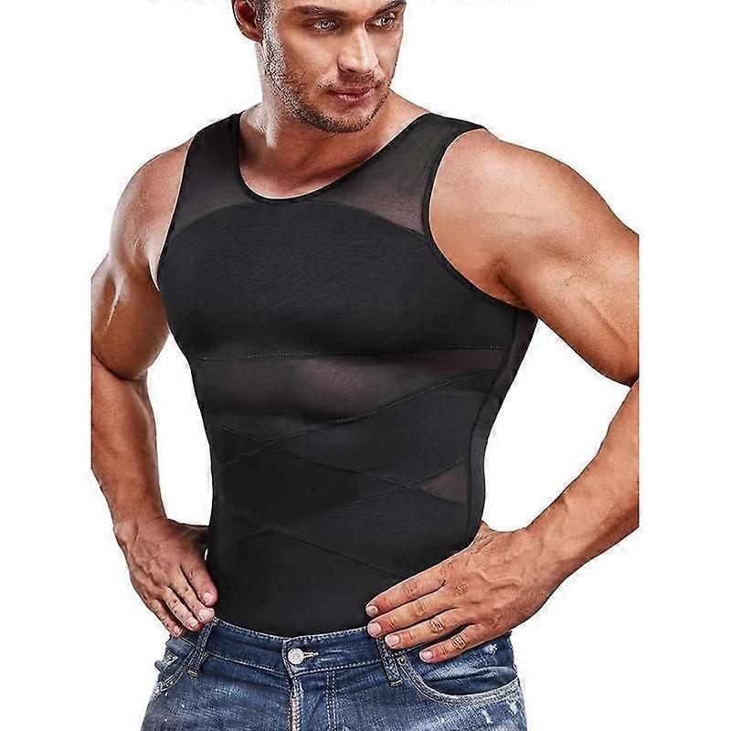 Men's Basic Contrast Mesh Round Neck Tank Top