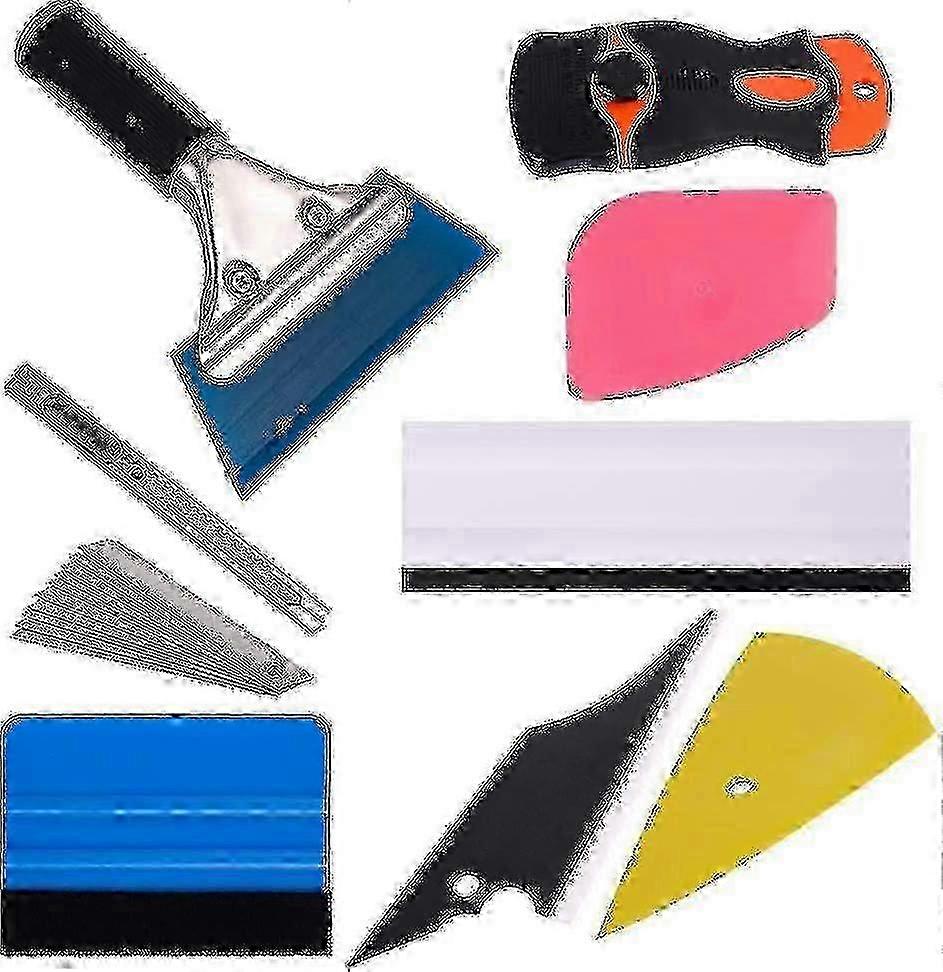 Window Tint Tools Kit, 9 Pcs Protective Film Car Vinyl Wrapping Tint Installing Tool Including Window Squeegee,scraper And Blades1set