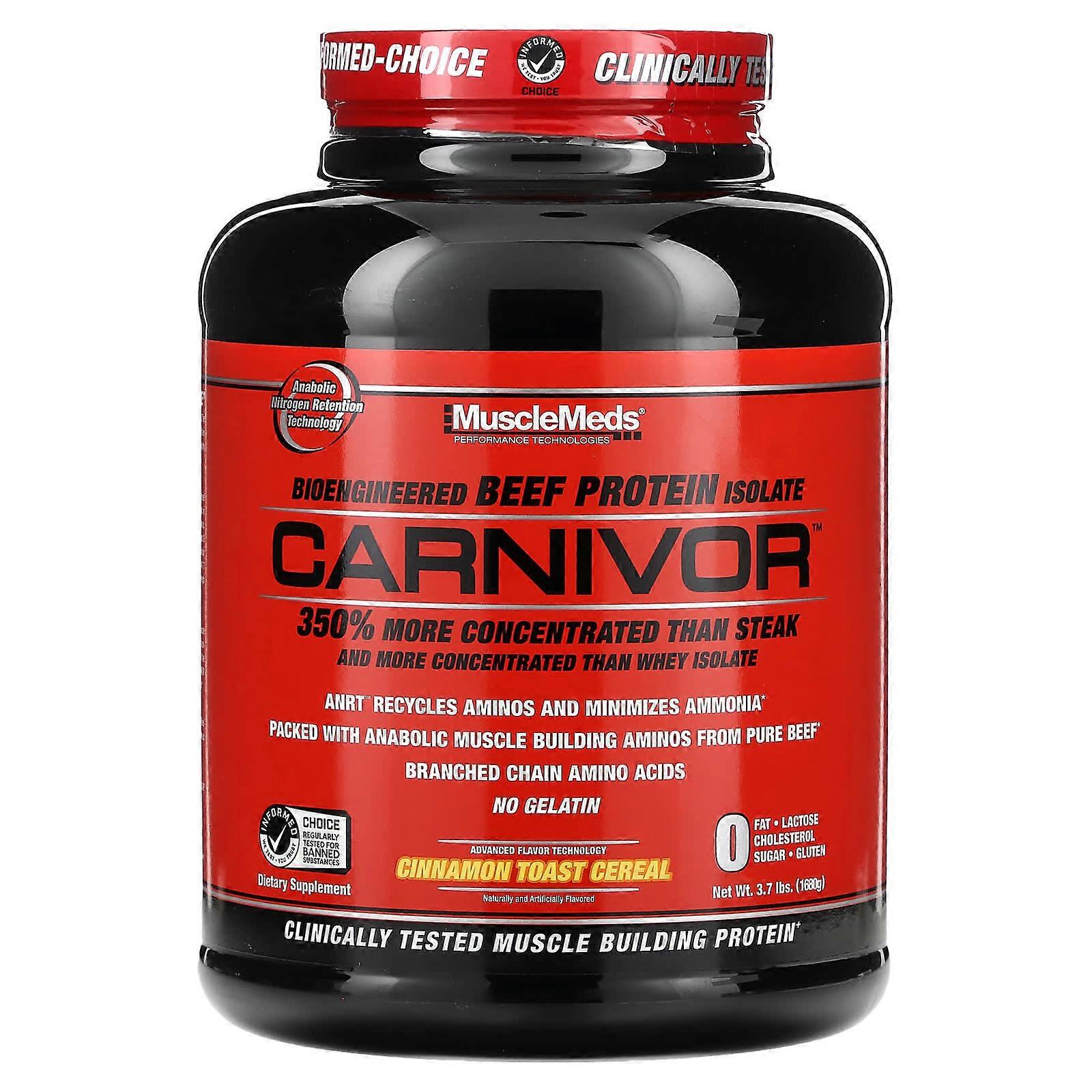 Carnivor, Bioengineered Beef Protein Isolate, Cinnamon Toast Cereal, 3.7 lbs (1,680 g)