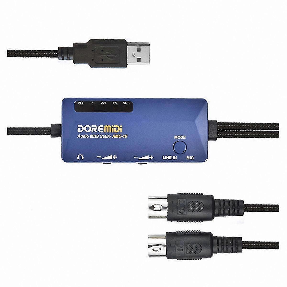 USB o MIDI Cable with Dual Functionality Sound Card and MIDI Interface for Plug and Play Compatibility