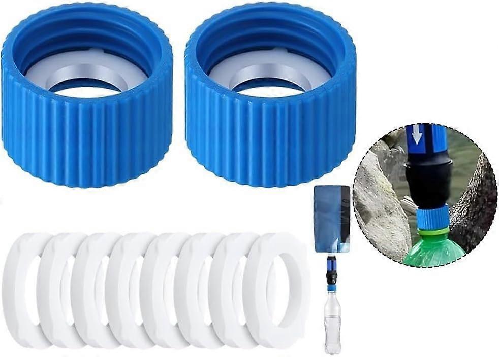 Water Filter Coupling Kit Leak Proof Seal Cleaning Port For 28Mm Threaded Bottles Filters Blue White