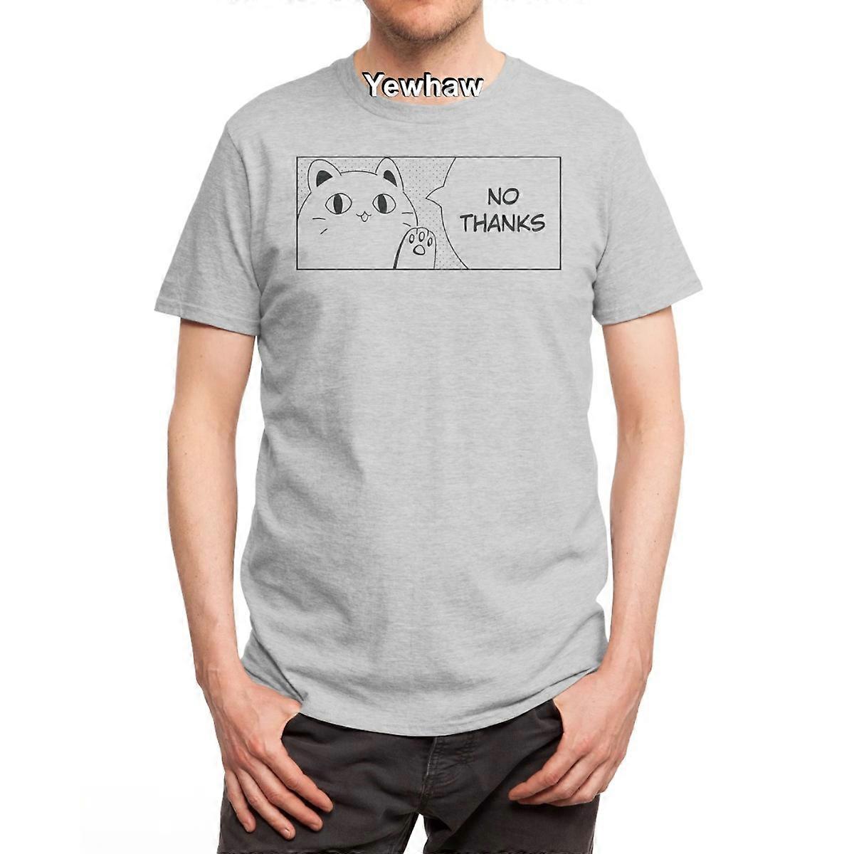 No Thanks T-Shirt comic cat minimalist monochrome