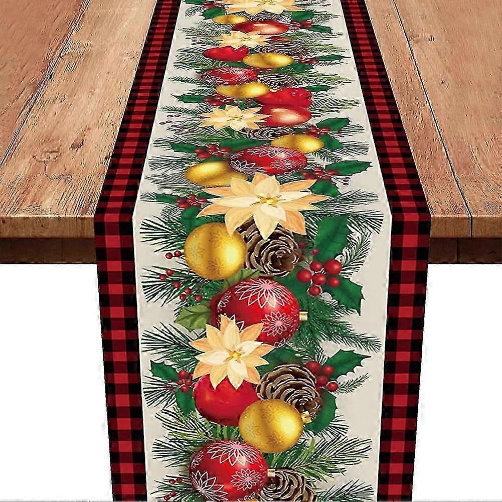 Christmas Table Runner Cloth Xmas Tree Santa Snowflake Table Runners Flag