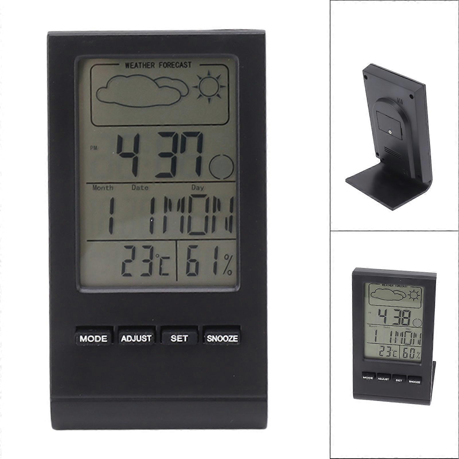 LCD Screen Digital Hygrometer Indoor Thermometer Humidity Gauge Temperature Humidity Monitor Alarm Function Weather Display Black 