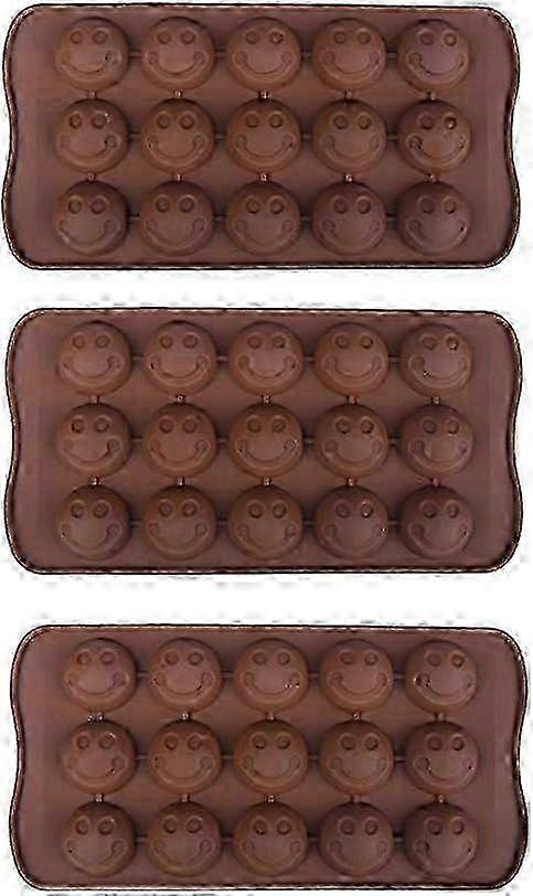 Silicone Ice Cube Chocolate Tray Mold with Smiley Face Emoji Design - 3 Pack Party Maker for Fun Times