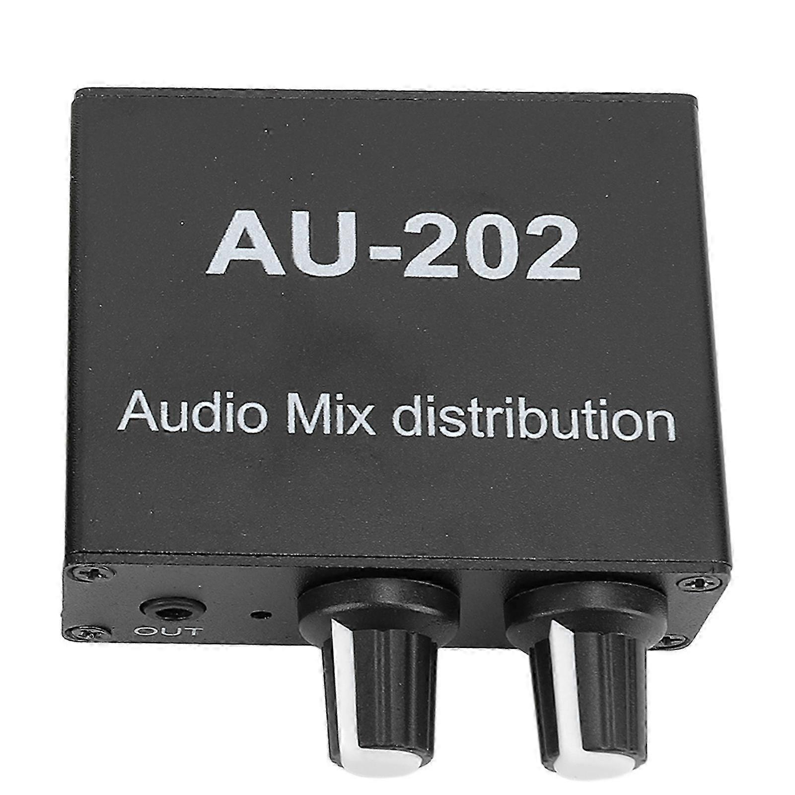 Stereo Mixer 2in2out Low Noise, Volume Control for Headphone 3.5mm DC5-24V Compact Audio Mixer