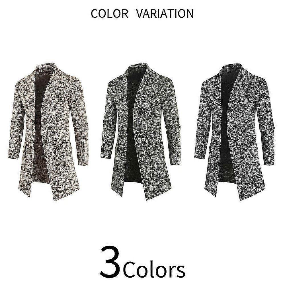 Mens Casual Solid Color Knitted Long Jacket stcyv