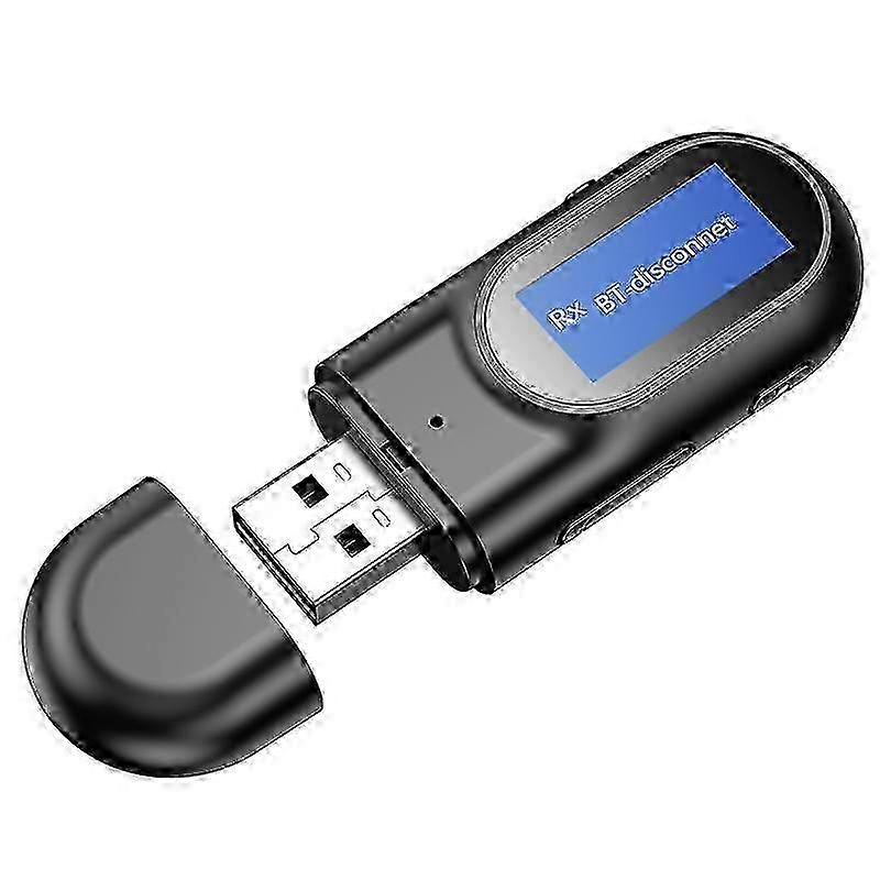 T17 USB Bluetooth 5.0 Receiver Transmitter 2 in 1 Audio Adapter with LCD Display for PC TV Car 3.5mm AUX v5.0