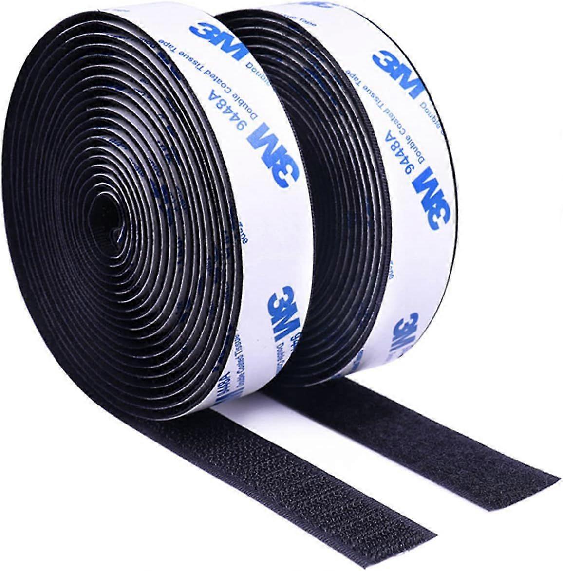 Self-adhesive hook and loop tape, made of 3M tape, hook and loop mounting for car, school, and home office - 2cm * 3m (2 rolls)