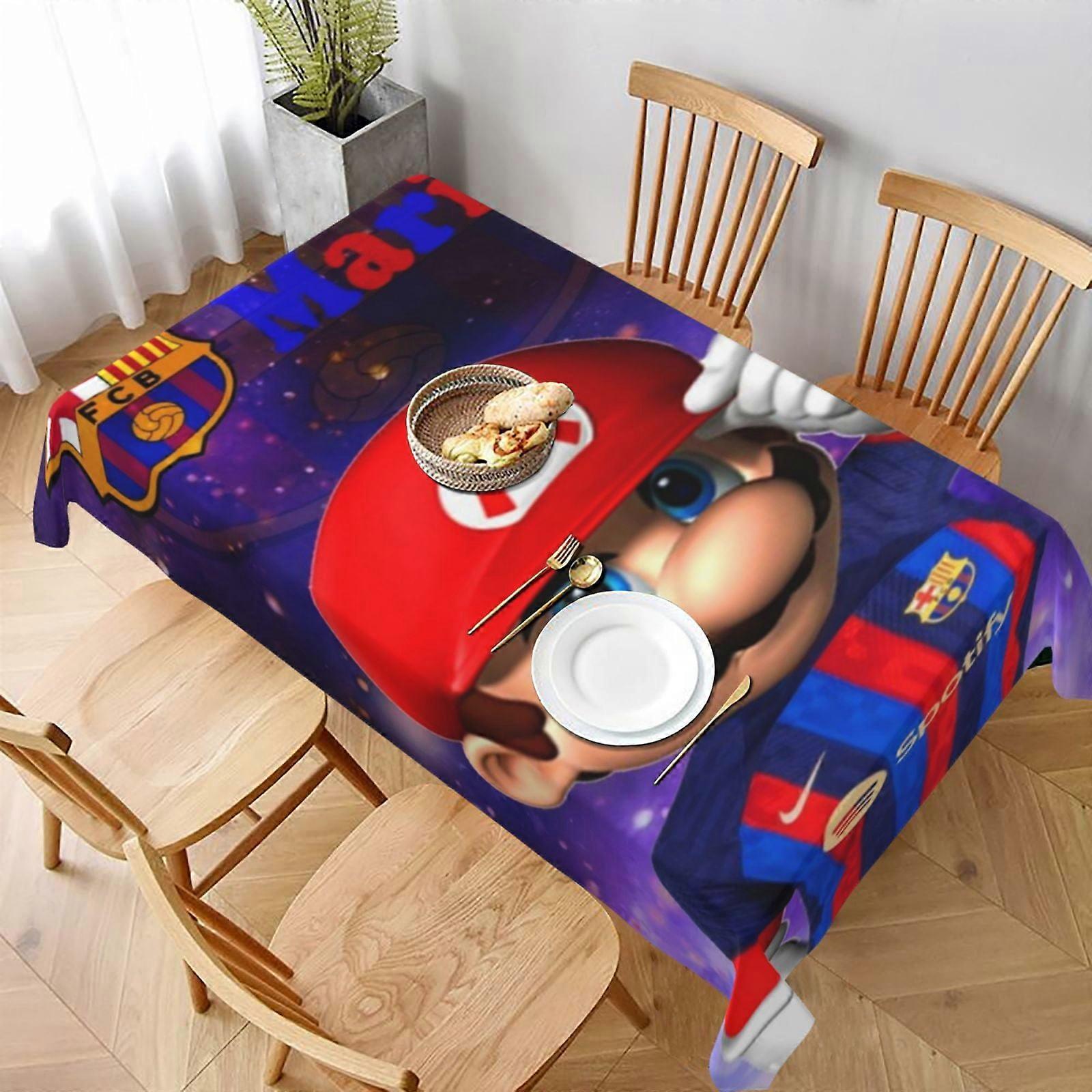 Mario Rectangular Tablecloth Water Resistance Antiwrinkle Spillproof Soft Fabric Table Cloth 60"X90"