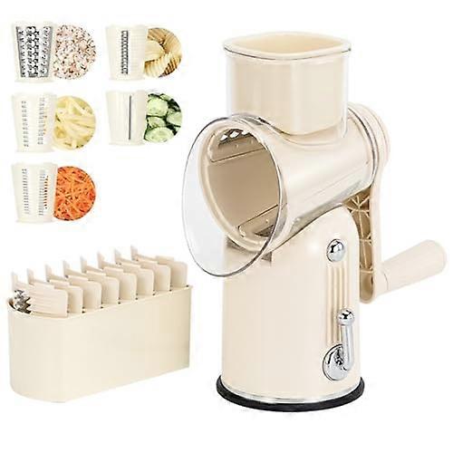 Cheese Grater Hand Crank, Vegetable Slicer With 5 Replaceable Blades, Rotary Drum Grater For Fruit And Ice