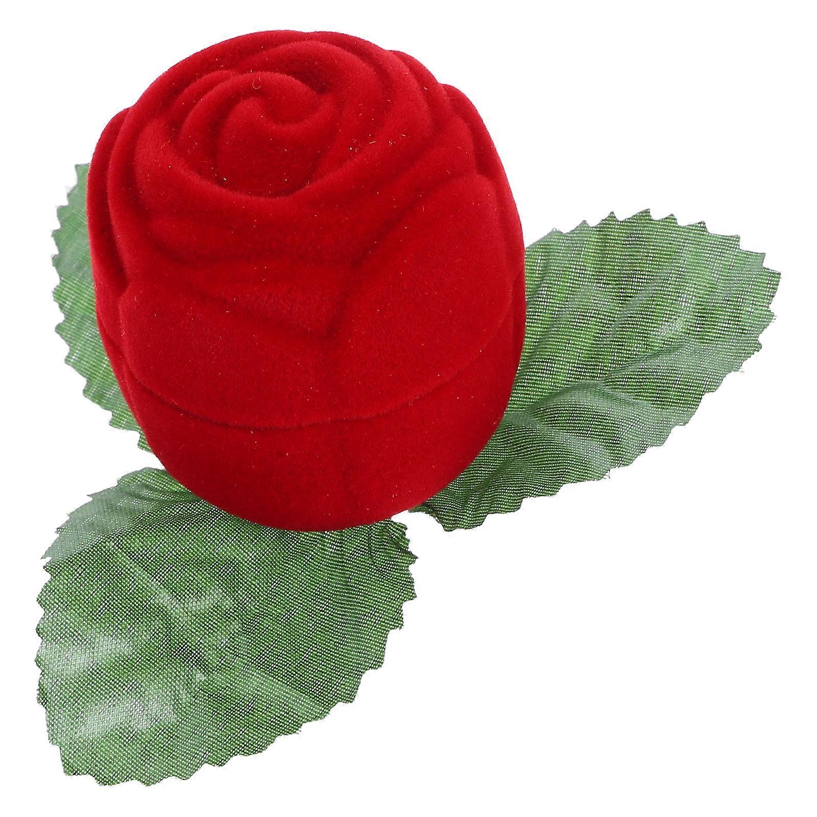 Engagement Ring Box Rose Shaped for Wedding Proposal Red Material
