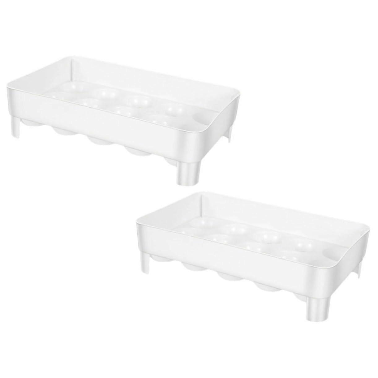 2 Pack Plastic Egg Holder Trays for Fridge, Stackable Storage Containers with Non Slip Design