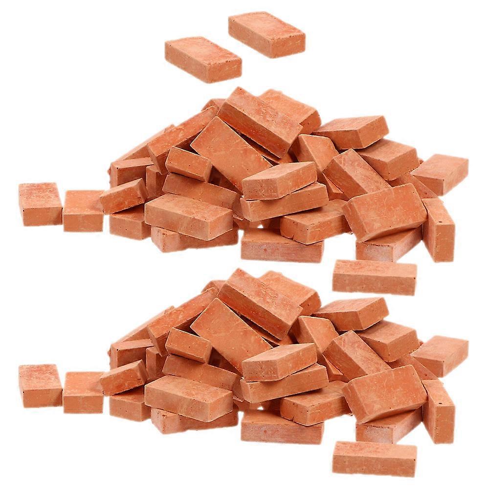 Handmade Miniature Bricks Models for DIY 100Pcs in Dark Red Clay