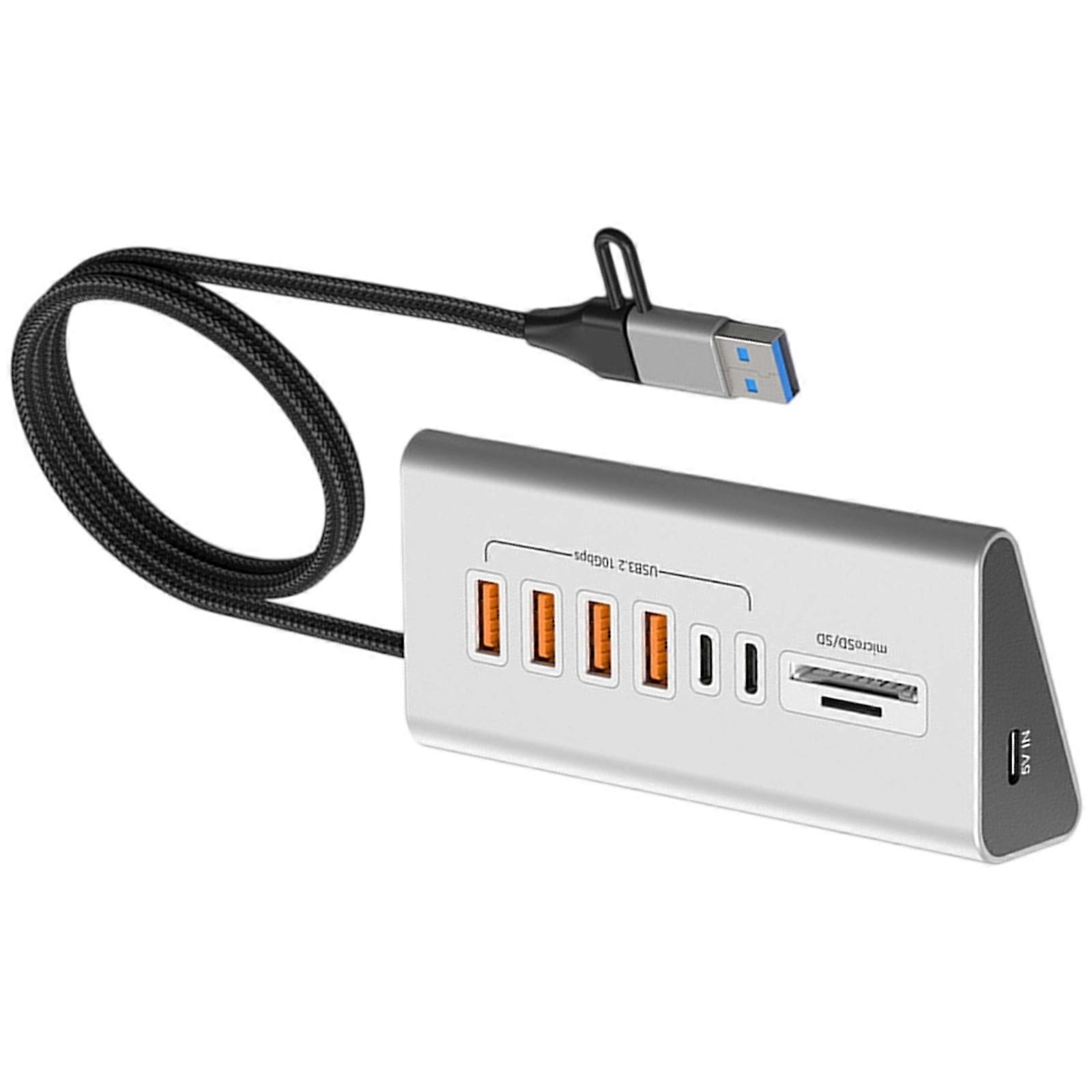 8 in 1 Aluminum Alloy USB C Hubs Multiple Port Adapter USB 3.2 10Gbps SDTF Card Reader Design for Laptop Multicolor