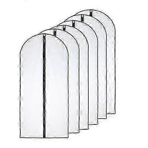 6個の蛾防止ガーメントバッグ、冬の長い服のための60 x 140cmの黒い側面通気性のある透明な衣服の完全なジッパーバッグ