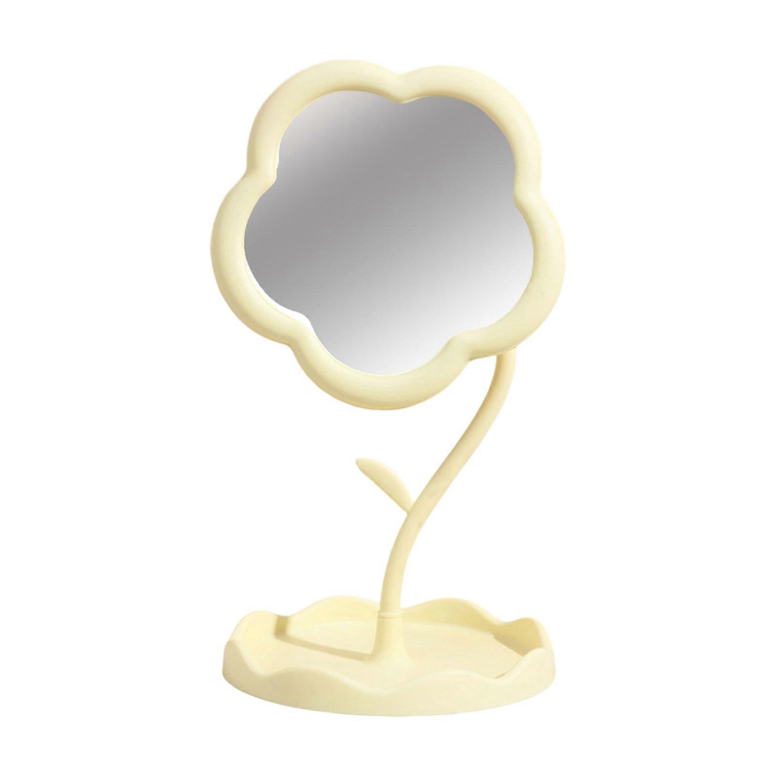 MultiFunctional Dressing Table Mirror Clear Reflection Technology Compactly Storage Space Plastic Durability Vanity Mirror  Yellow