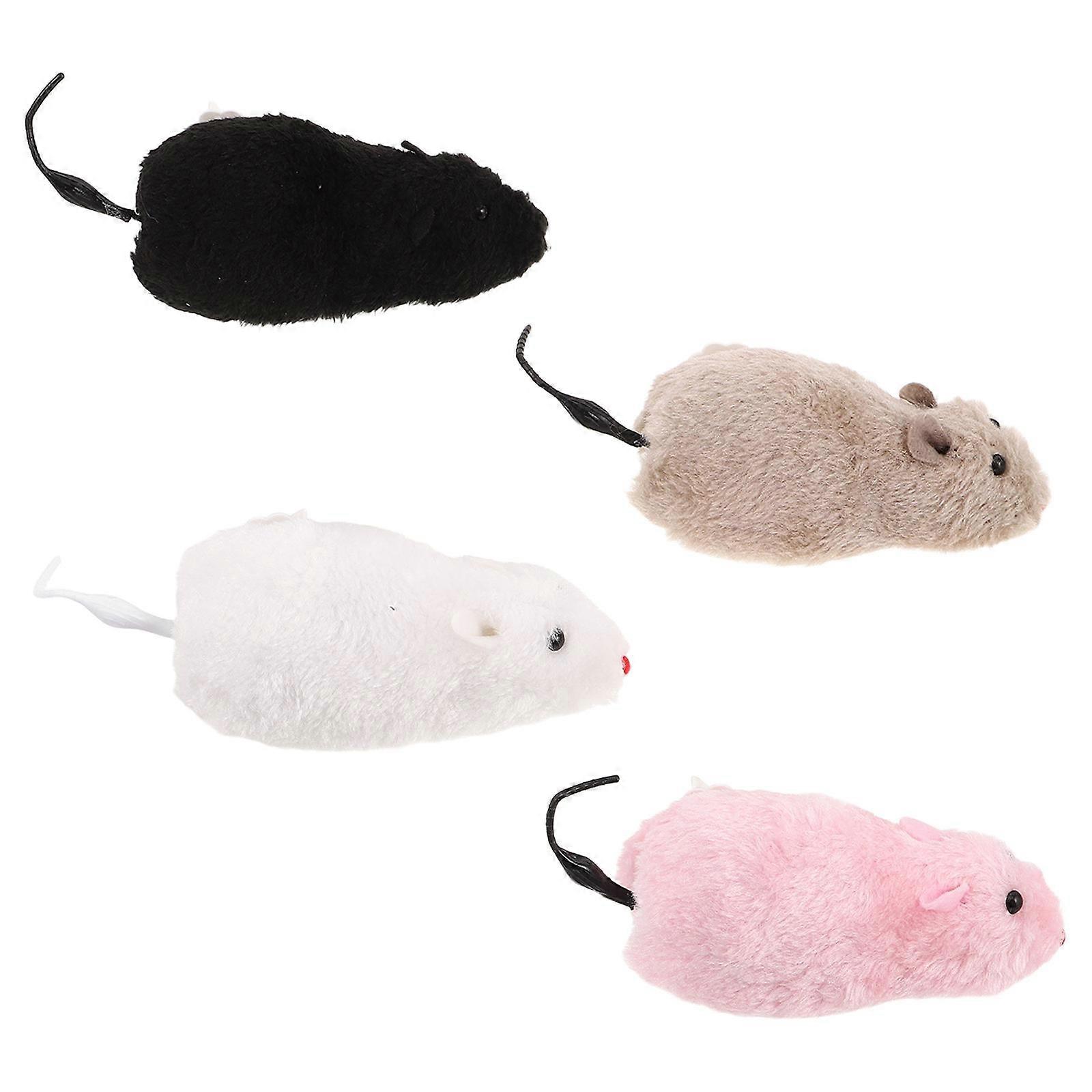 Wind Up Plush Mouse Pet Toy for Cats with Clockwork Movement 4Pcs