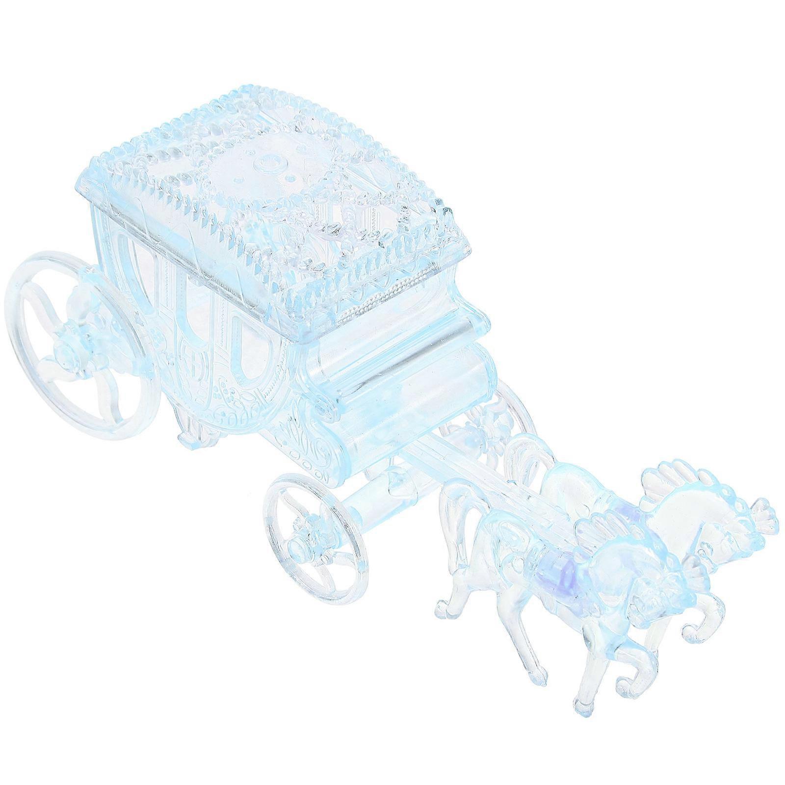 Plastic Sky-Blue Carriage Gift Box for Storage Use Candy Holder
