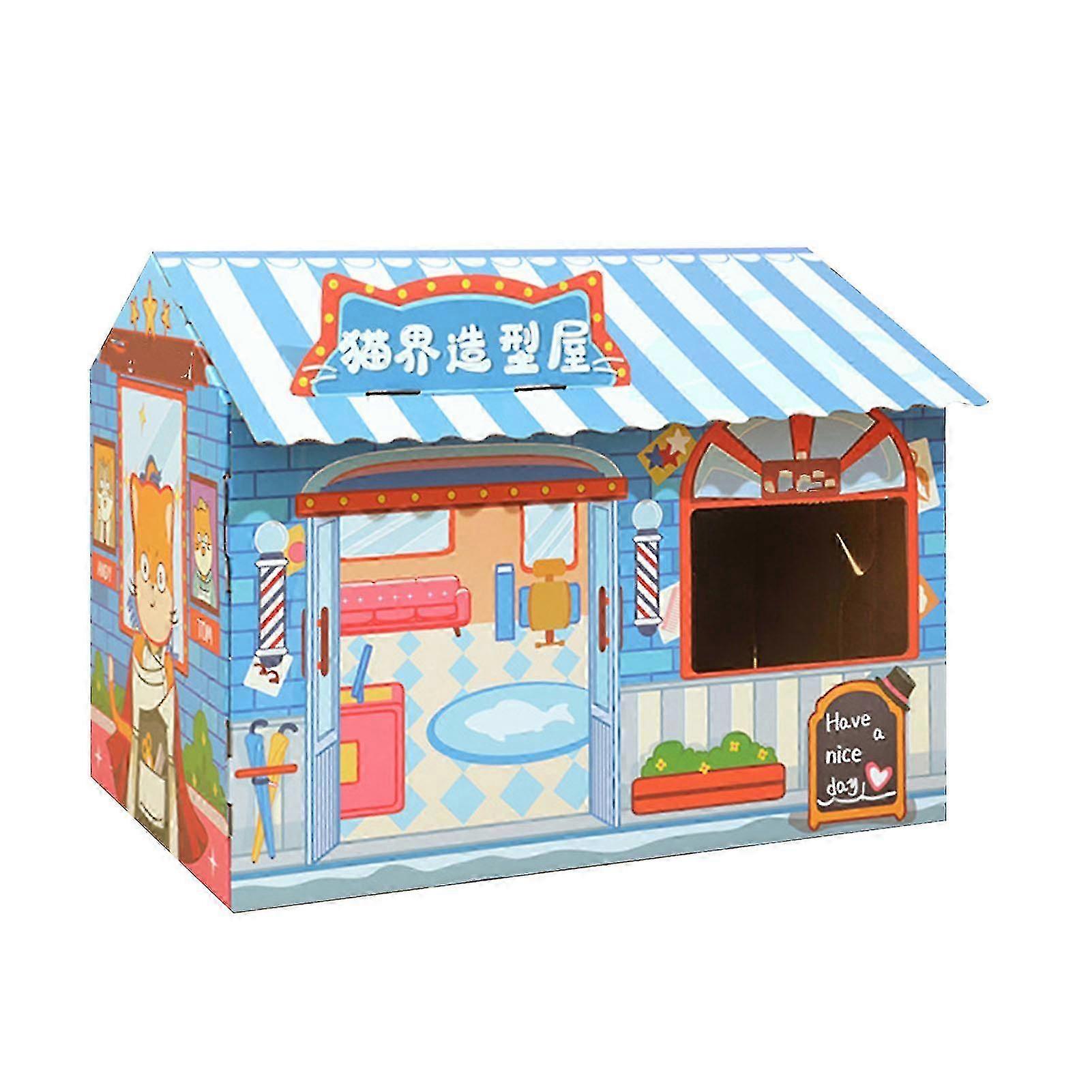 Cat House Scratching Card Fun Large Space Lovely Claw Grinding Corrugate Scratchers Cat Cave Box Salon Design