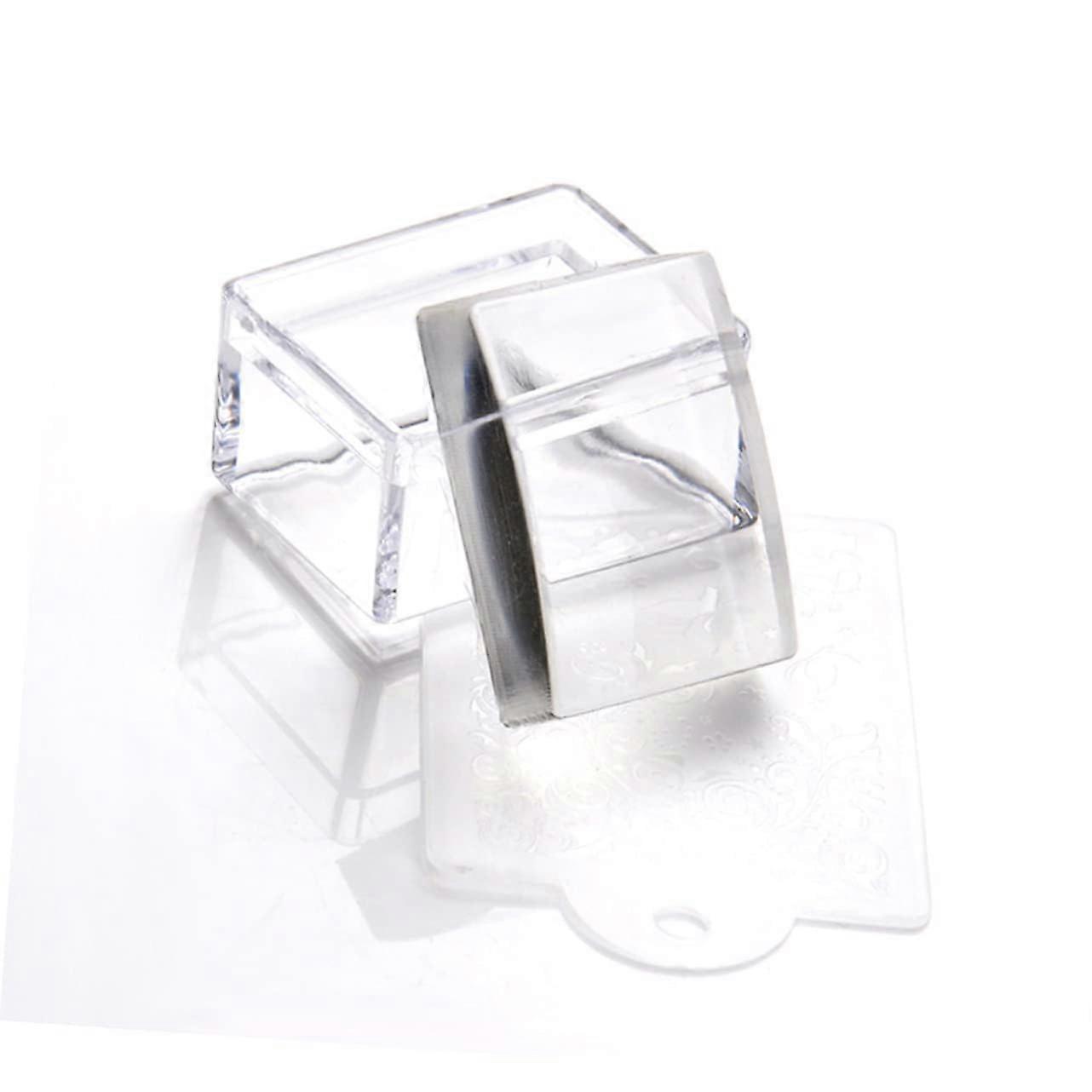 Clear Silicone Nail Art Stamper with Scraper Set for DIY Manicure and Precision Pattern Transfer