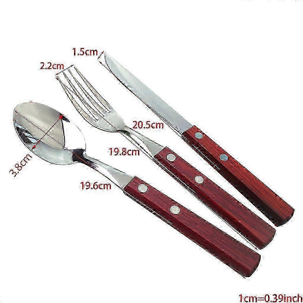 Flatware Set with Wooden Handle, Stainless Steel Kitchen Utensils