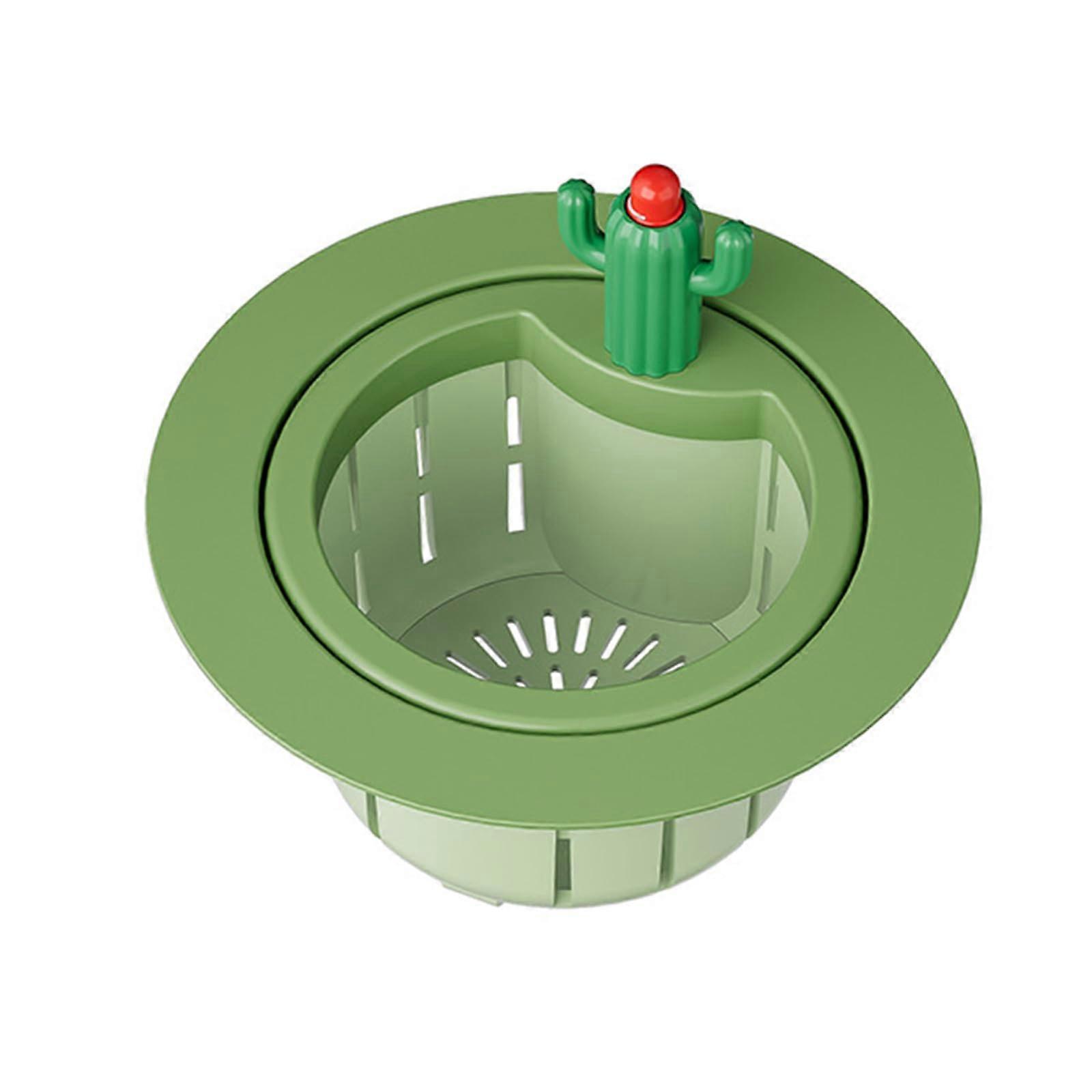 Cactus Shape Kitchen Sink Strainer with PresstoDump Removable Basket for Fast Drain Flow Green