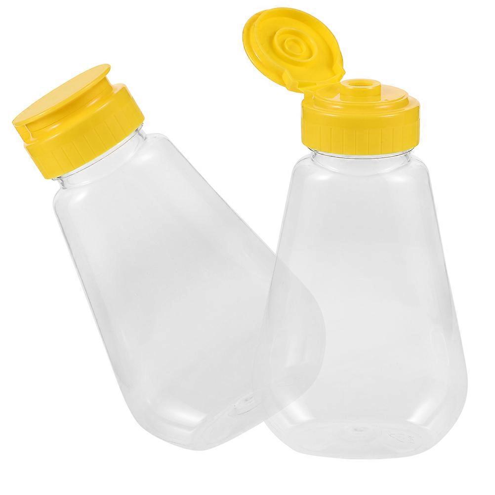 Honey Dispenser Empty Plastic Bottles for Ketchup 2Pcs Leakproof