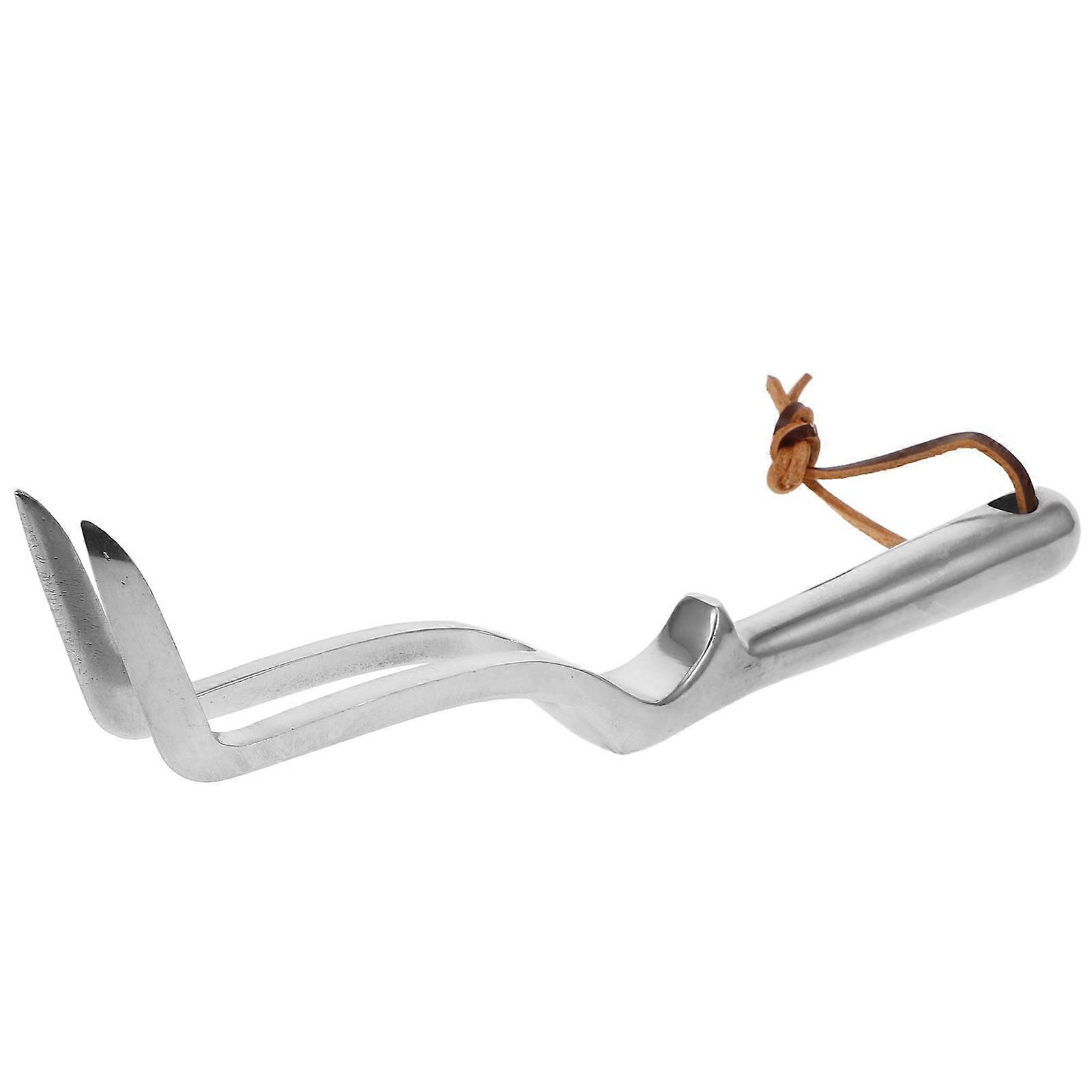 Garden Hand Rake for Gardening Use Silver Durable Small Shrub Rake