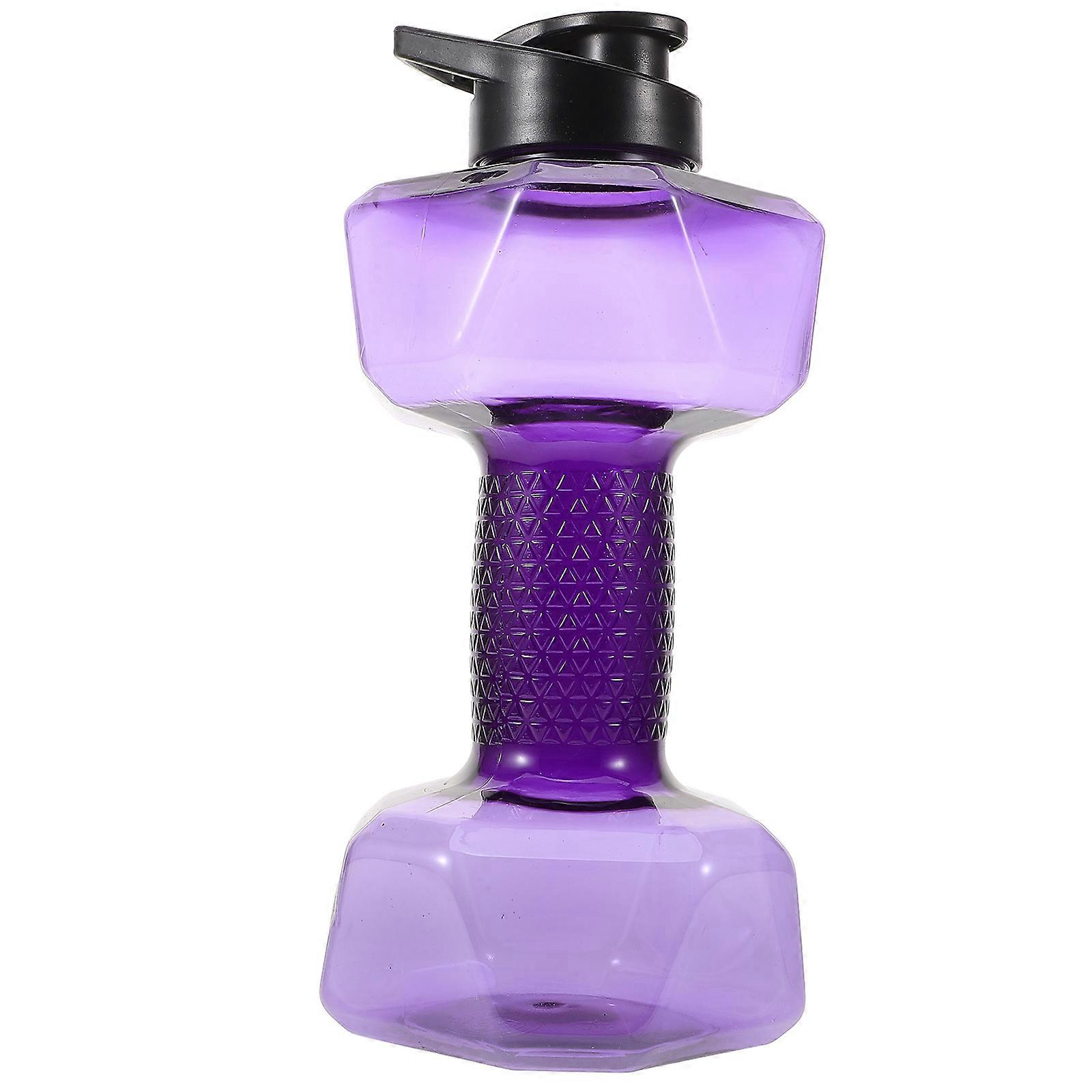 Sports Water Bottle Dumbbell Shape for Running Exercise PP Violet