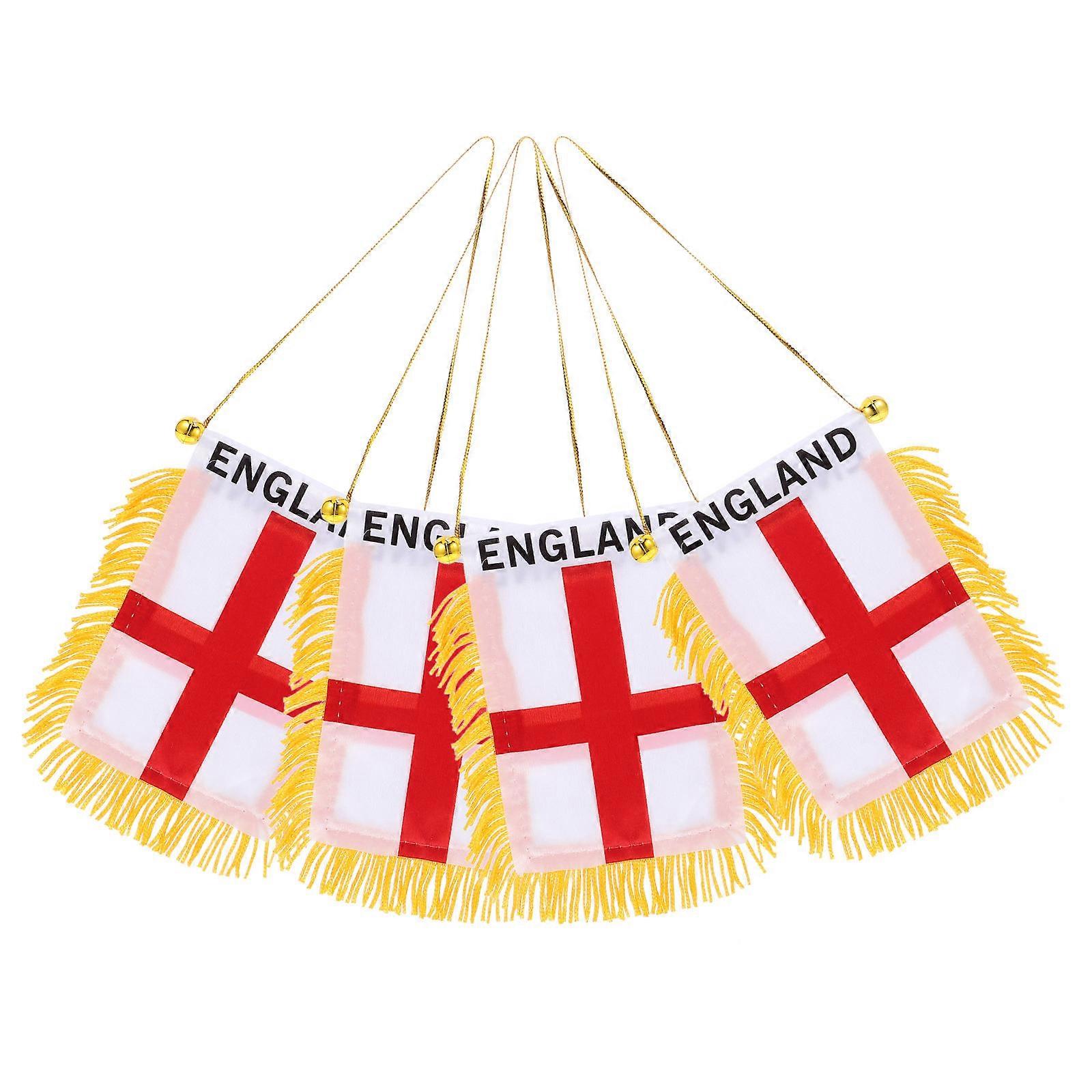 England Car Hanging Flags for Rearview Mirror Mini Banners 4Pcs Pack