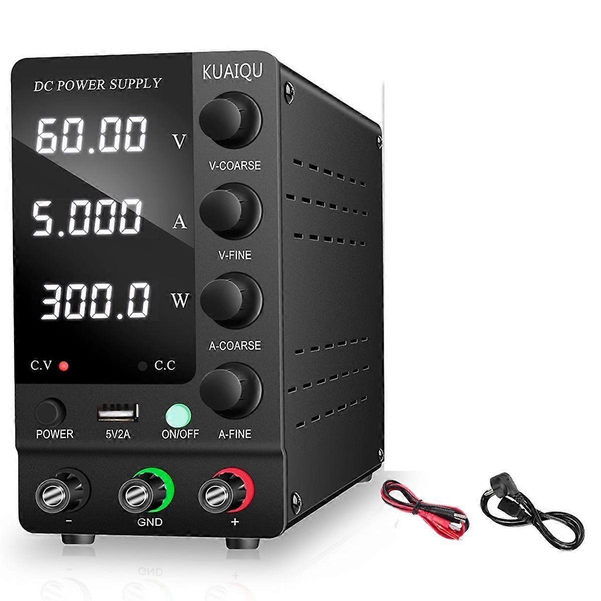 Adjustable DC Power Supply 60V 5A - Lab Bench with USB Interface, Precise LED Display SPS-C605