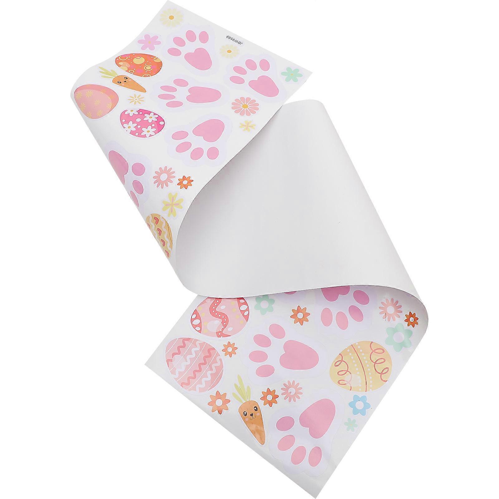 Easter Cartoon Decal Wall Stickers for Decor 3 Sheets Pink Easter Egg