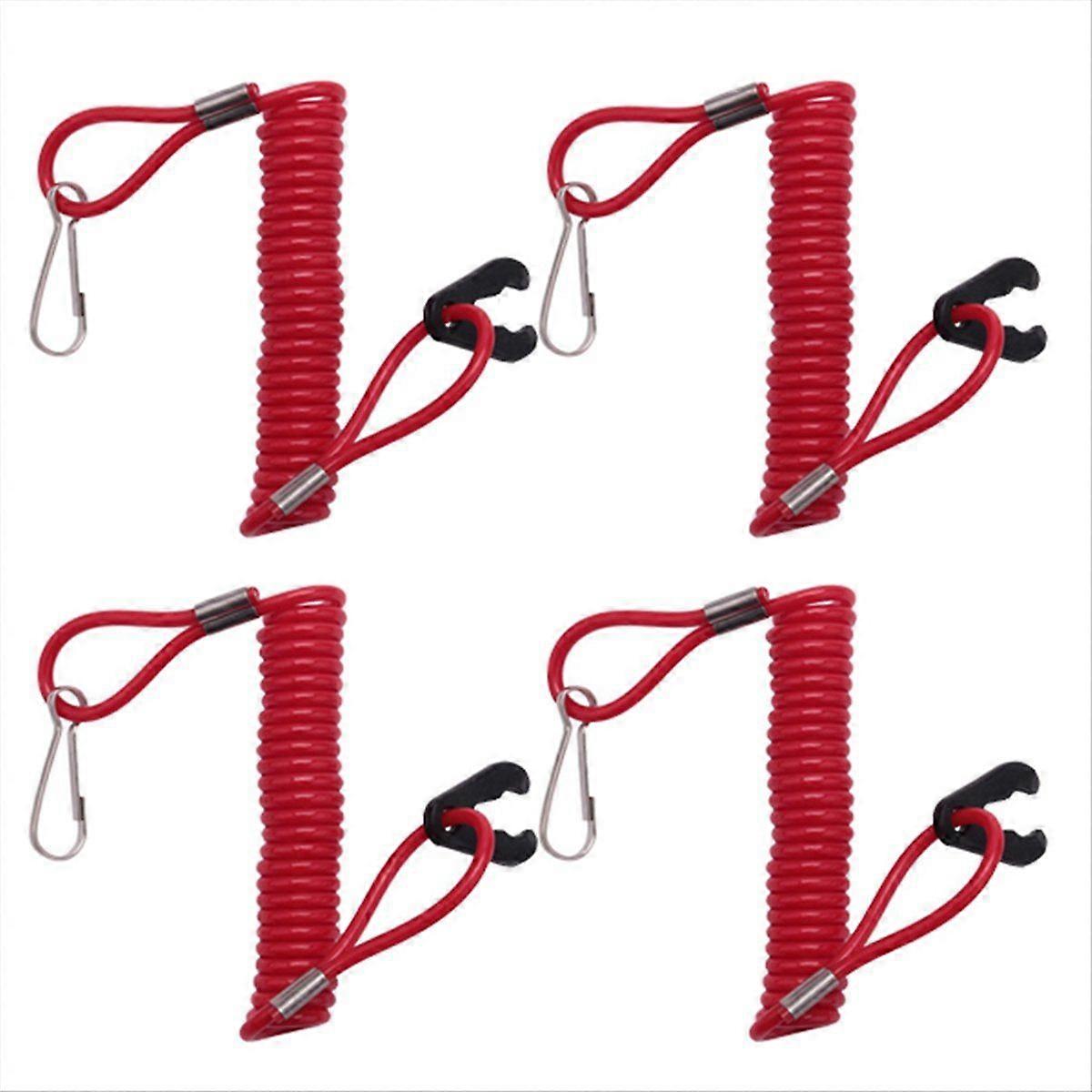 4Pcs Boat Outboard Engine Motor Lanyard Kill Stop Switch-Safety Tether for