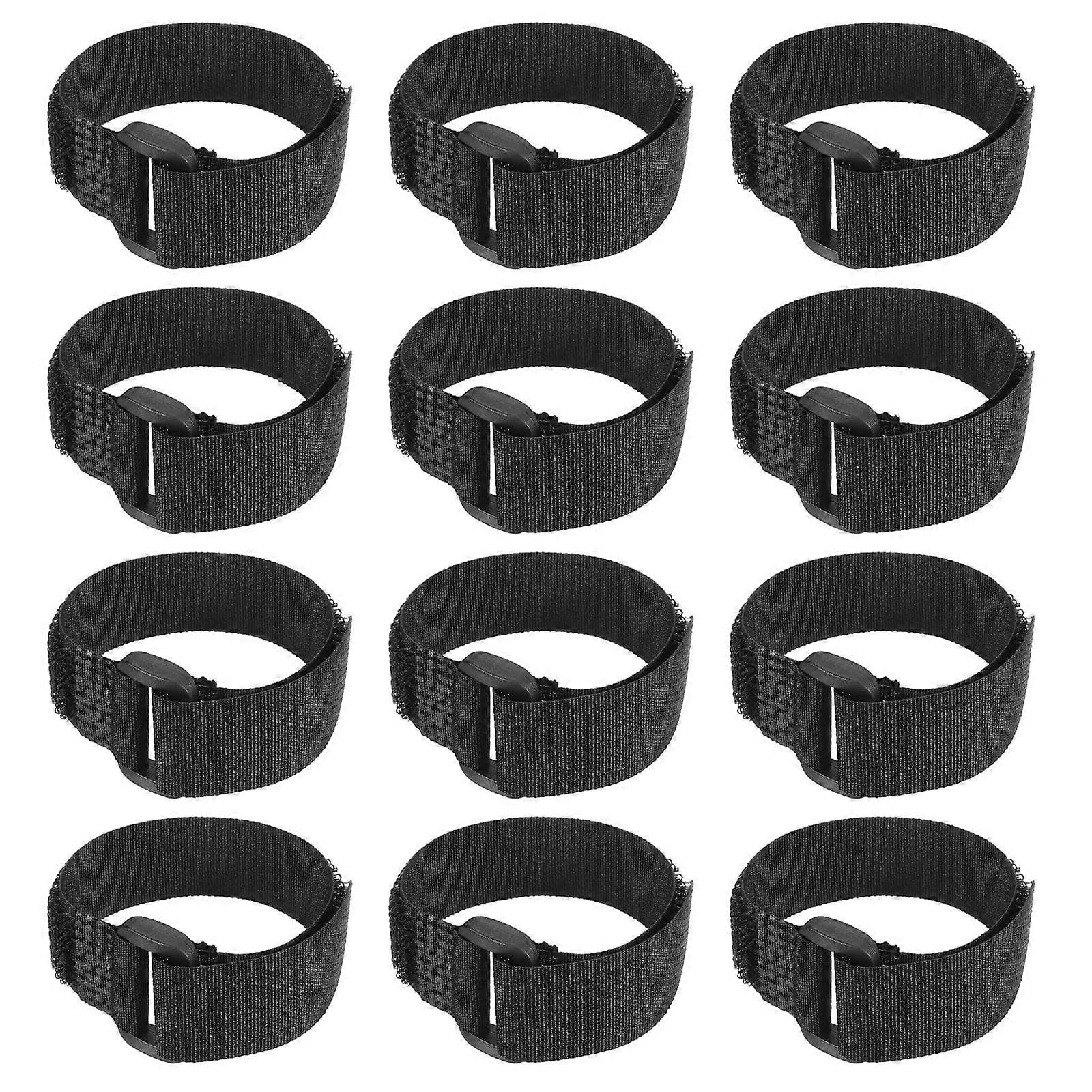 Reusable Cable Ties 12 Pack 6x1 Inch Adjustable Hook and Loop Straps for Quick Cable Organization Black
