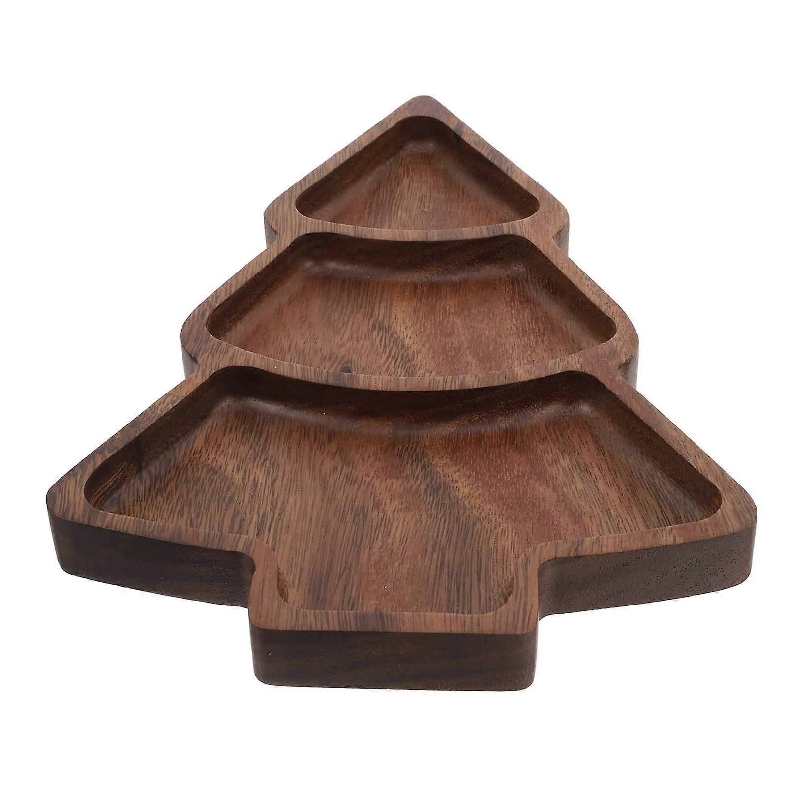 Christmas Wooden Serving Tray Tree Shape for Snacks and Appetizers