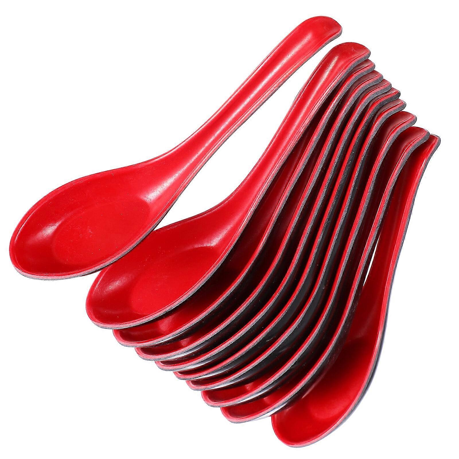 20 Pcs Plastic Soup Spoons Children Feeding Tableware Long Handle Rice Spoons