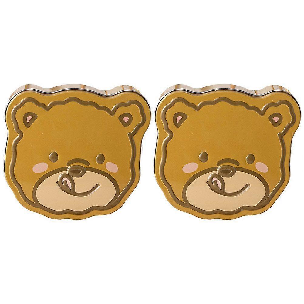 2pcs Tinplate Candy Jar Tinplate Empty Box Holiday Candy Box Bear Shape Cookie Tin Box Gift Box