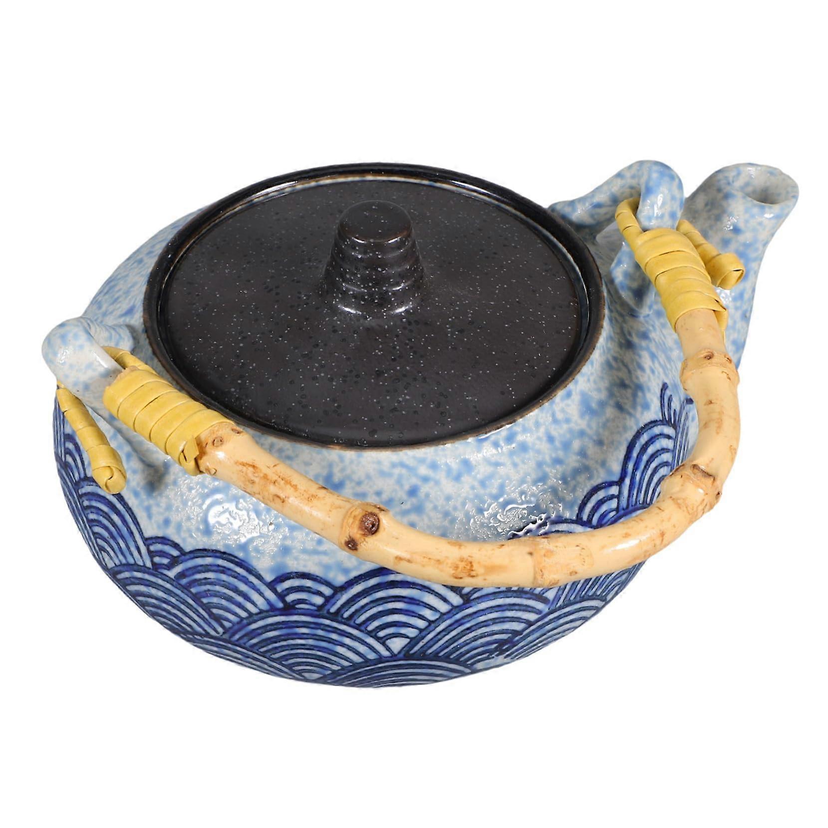 Vintage Japanese Porcelain Teapot Retro Ceramic Kettle with Handle for Loose Leaf Tea and Home