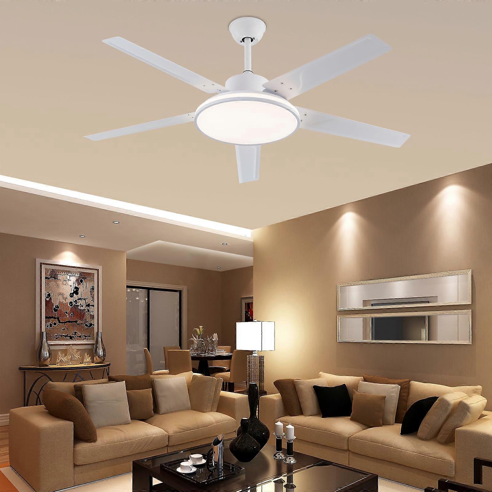 52 Inch LED Ceiling Fan with Light and Remote, Flush Mount, Energy Saving, Quiet Reversible Motor