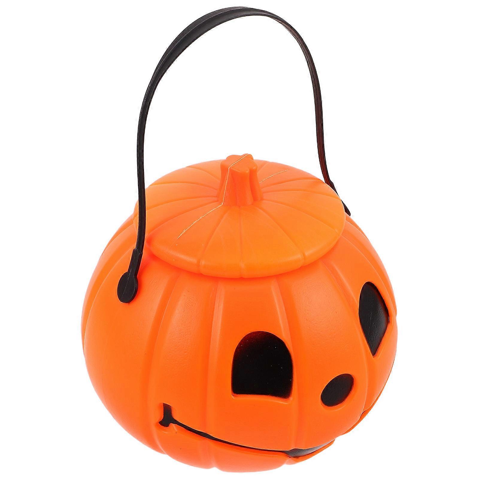 Trick Candy Holder Basket 18Cm Orange Pumpkin Storage Container 1Set