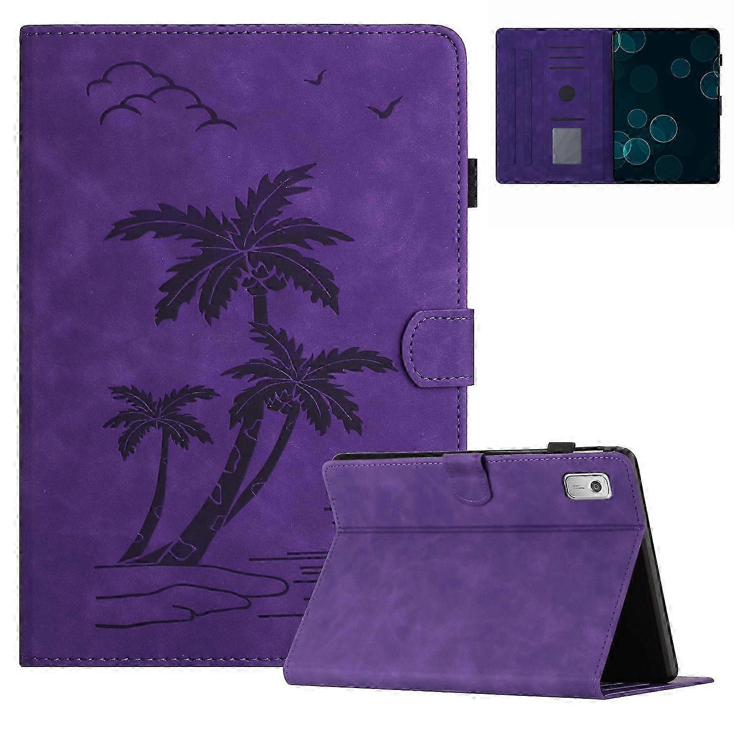 2025 Coconut Tree Embossed Smart Leather Tablet Case
