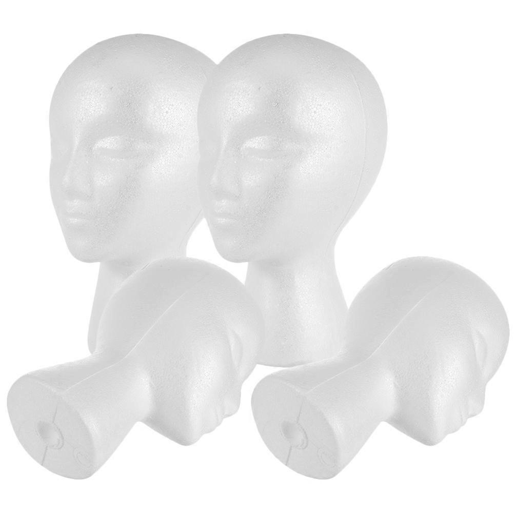 White Foam Mannequin Head for Display 4Pcs Foam Wig Head Holders