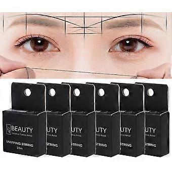 Preinked Eyebrow Mapping String with Built-In Cutter, Microblading Measurement Tool, 10m, 6 Pack