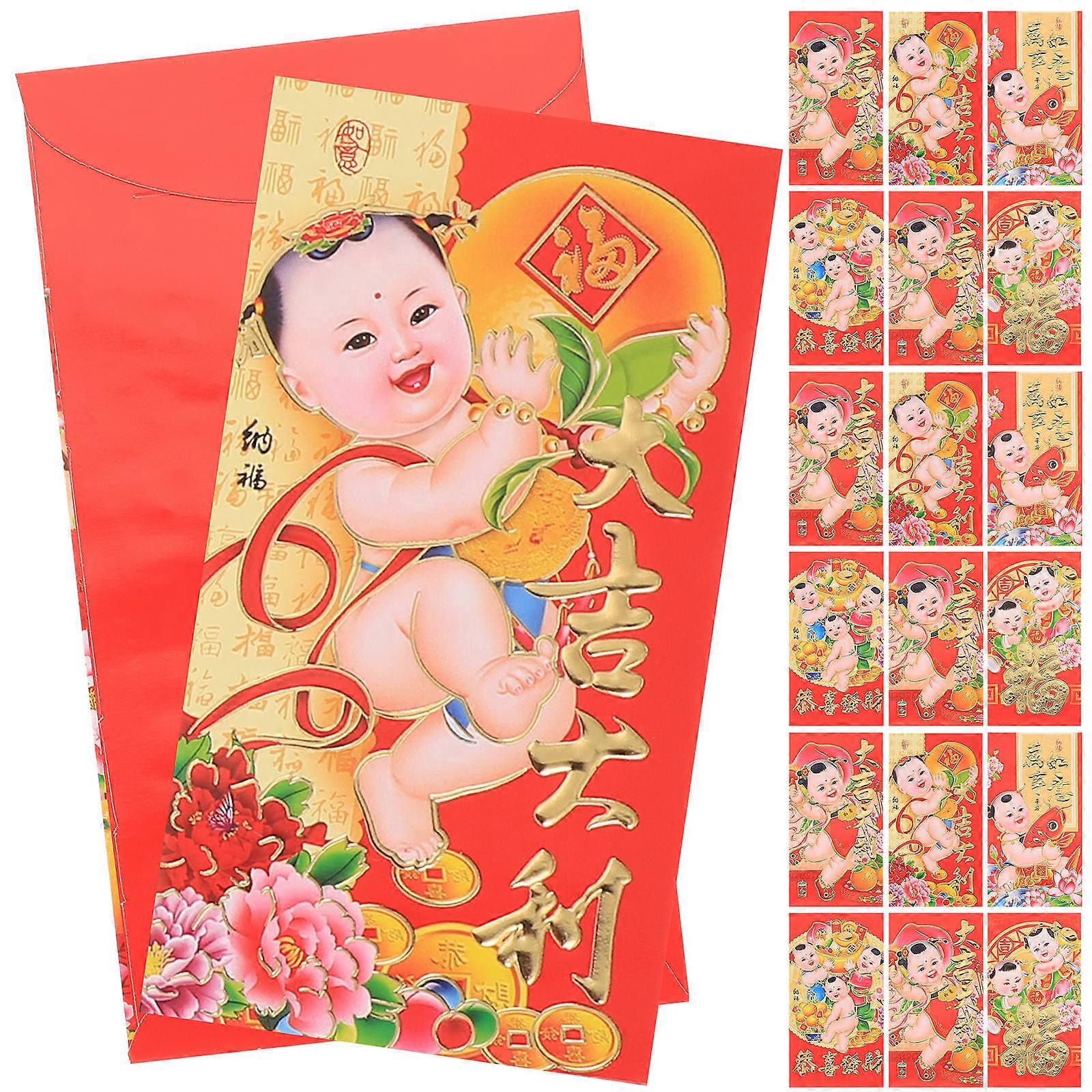 Fu Wa Red Envelopes Traditional Red Envelopes for Decor 50Pcs