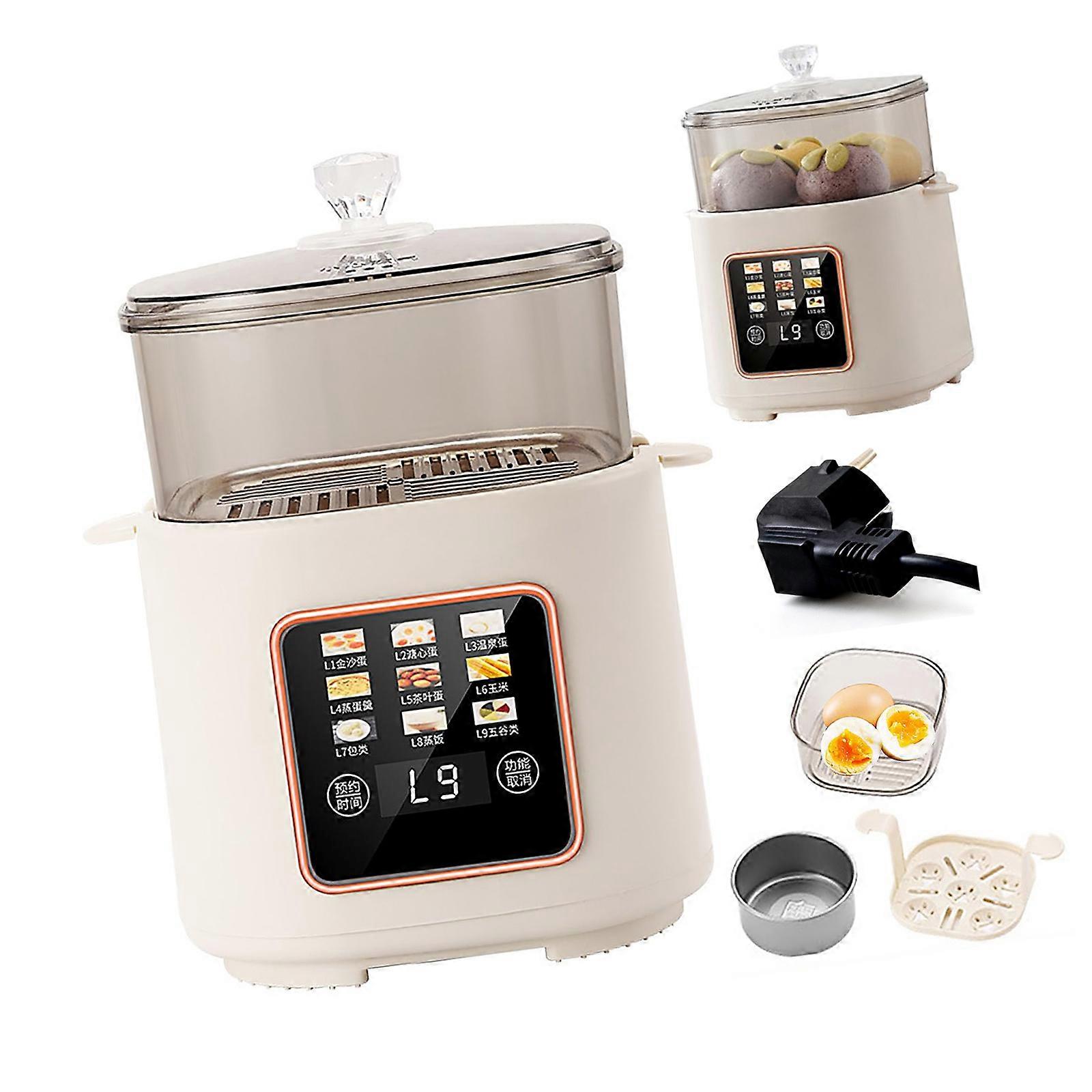 Multifunctional Egg Boiler Replacement Rice Steaming Machine 6 Egg Capacity Eggs Steamer for Perfect Hard/Soft Boiled  White