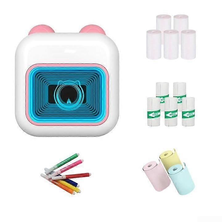 Mini Sticker Printer with Bluetooth Wireless Thermal Inkless Printing, 200 DPI, Pink