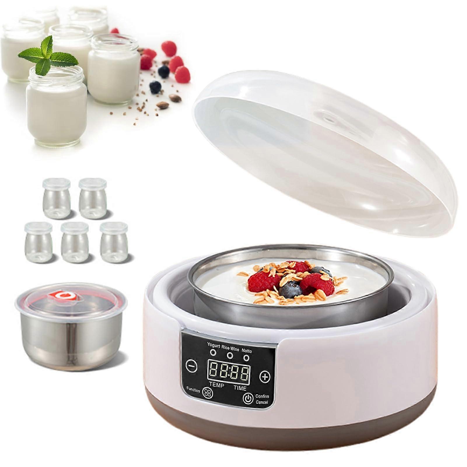 Automatic Yogurt Maker with Temperature Control, 1.2L Touch Screen Greek Yogurt Maker with 5 Glass Jars