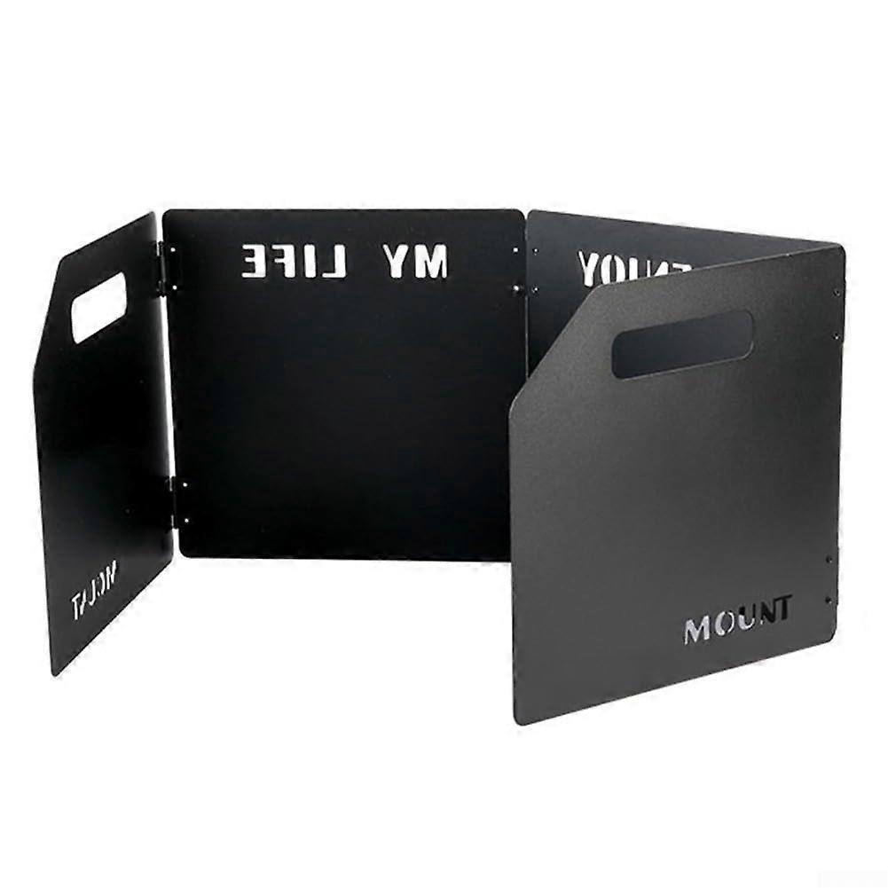 Camping Stove Windshield Foldable Windproof Shield with Air Vents and SlipResistant Base Black